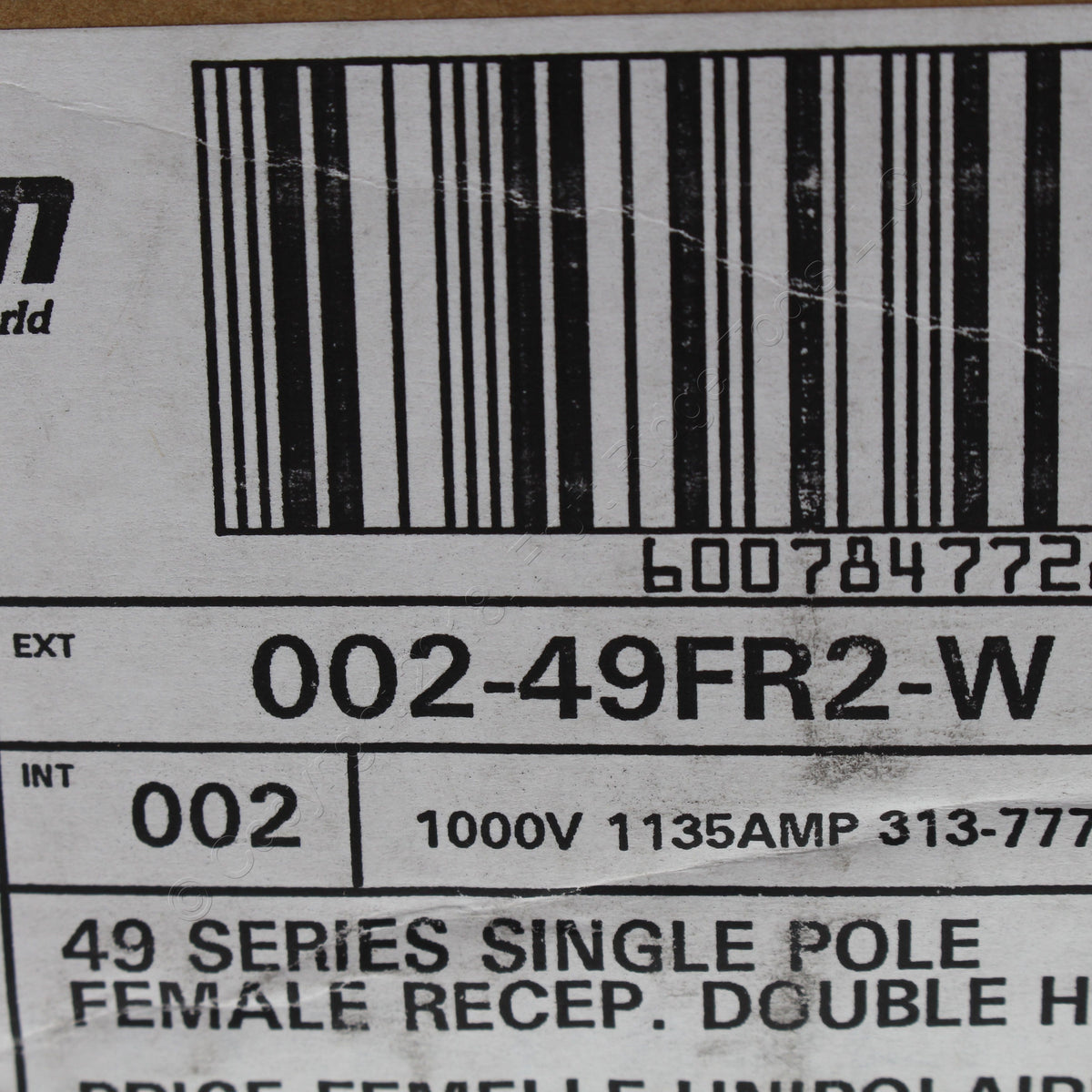 Leviton 49FR2-W White 49 Series Single Pole Female Receptacle Double Hole 1000V