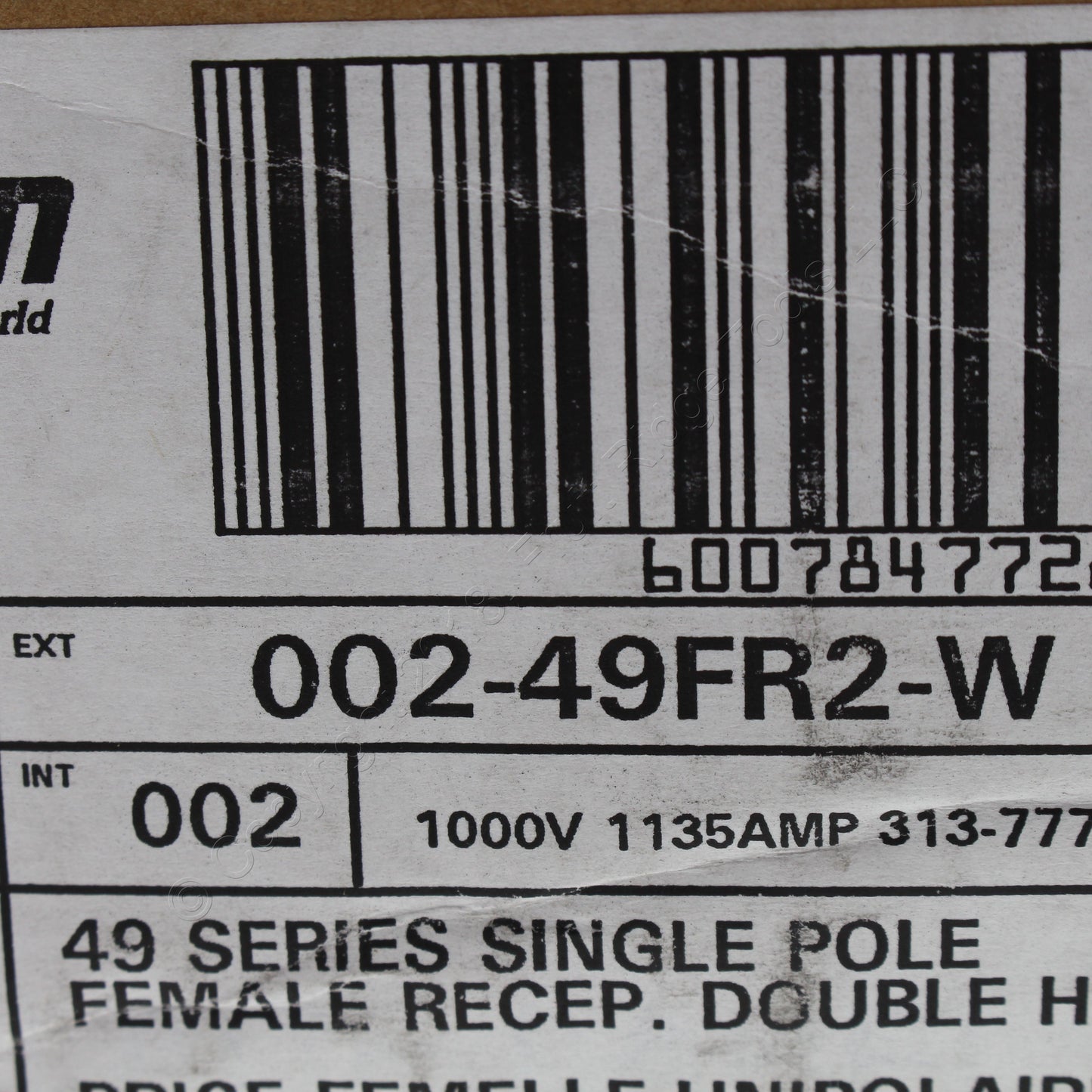 Leviton 49FR2-W White 49 Series Single Pole Female Receptacle Double Hole 1000V
