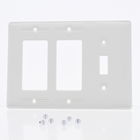 Hubbell White 3-Gang Unbreakable 1-Toggle 2-Decorator Rocker Wall Plate Cover