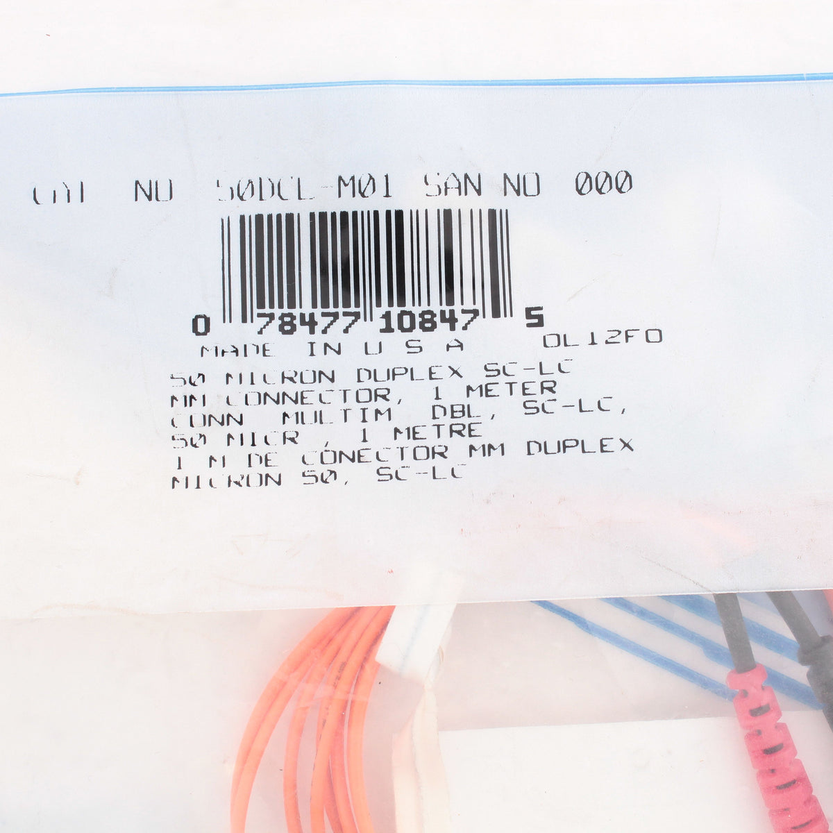 1M Fiber Optic Uplink Multi-Mode Duplex Patch Cable Cord SC LC 50mic 50DCL-M01