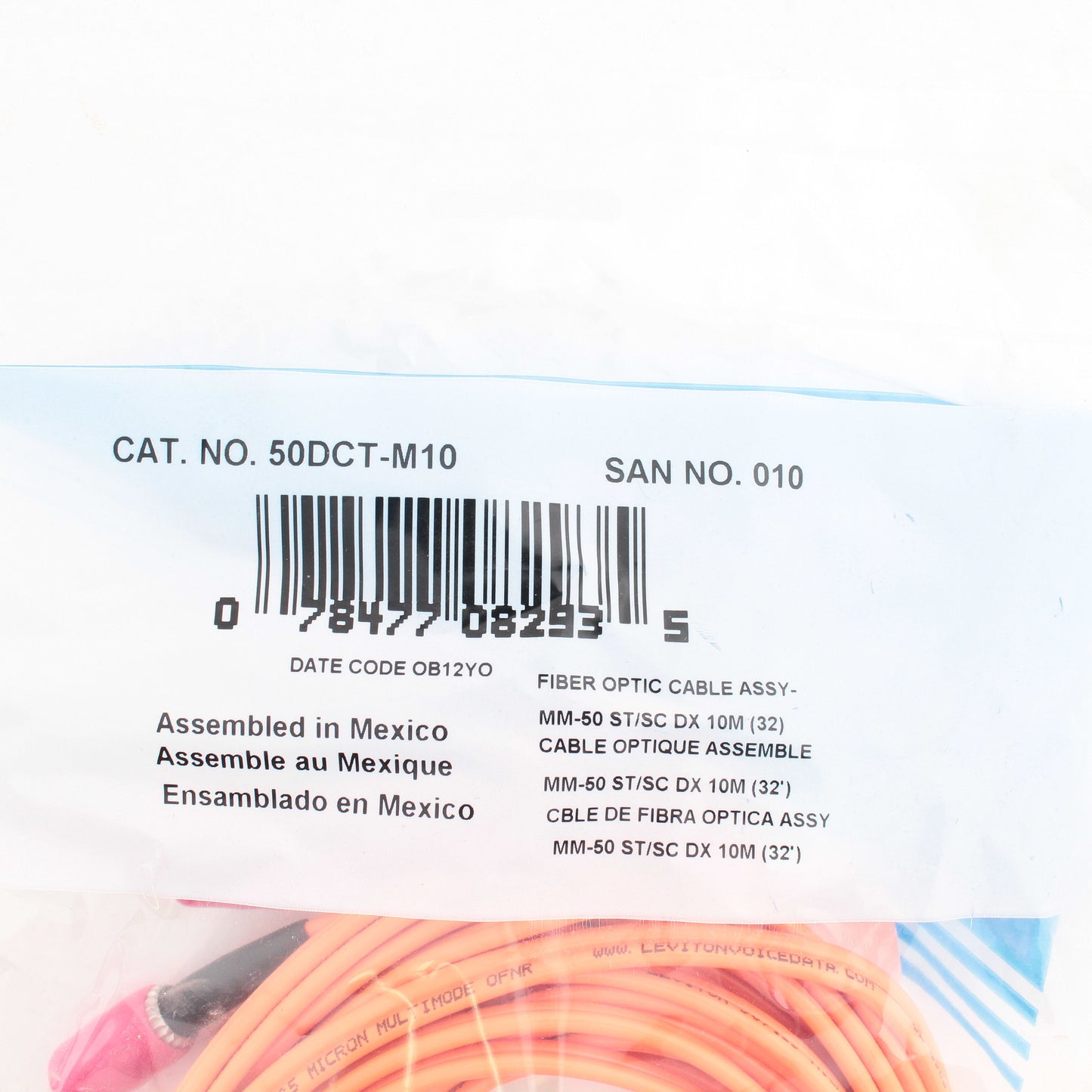 10M Fiber Optic Uplink Multi-Mode Duplex Patch Cable Cord MM ST SC 50 50DCT-M10