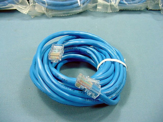 Leviton 52455-15B Blue Cat5 15ft Ethernet Cable Data Patch Cords Network 30-Pack