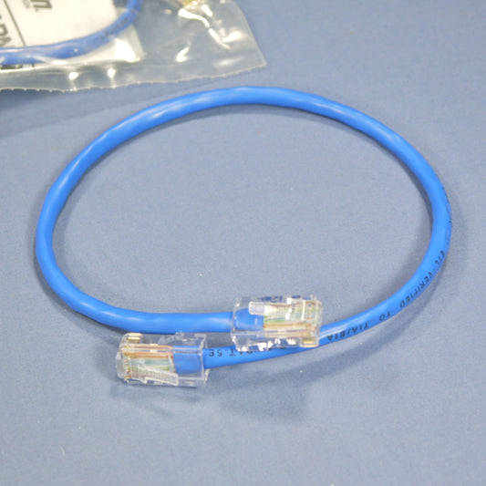 Leviton 52455-1BL Blue Cat5 1ft Ethernet Cable Data Patch Cords Network 5-Pack