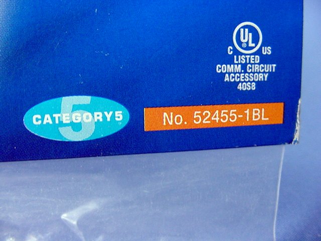 Leviton 52455-1BL Blue Cat5 1ft Ethernet Cable LAN Data Patch Cord Network 8P8C