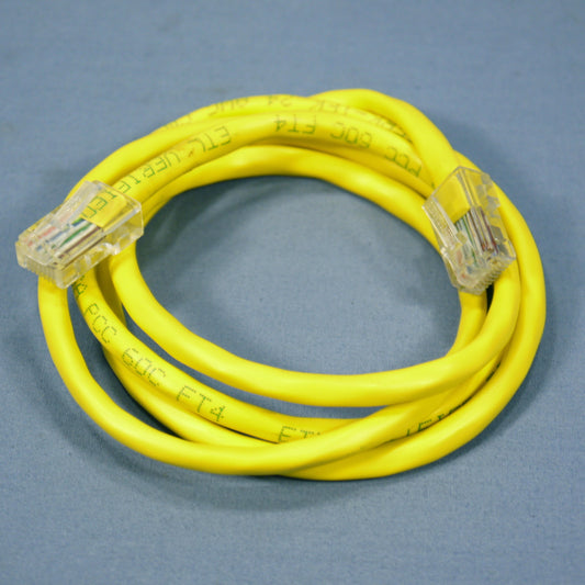 Leviton 52455-3Y Yellow Cat5 3ft Ethernet Cable Data Center Patch Cord Network
