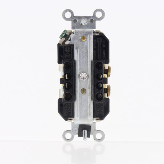 Leviton Slim Tamper Resistant Light Almond Duplex Outlet 5-20R 20A Bulk 5362-SGT