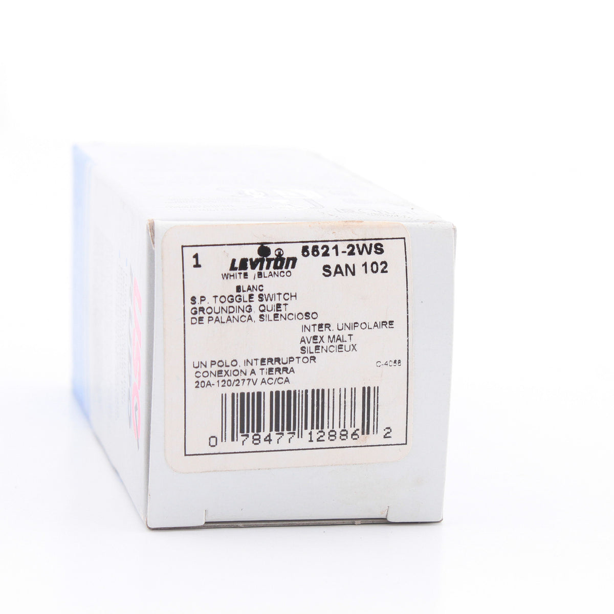 Leviton 5521-2W White Commercial Toggle Wall Light Switch Single Pole 20A