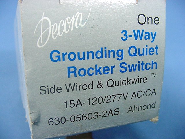 Leviton 3-Way Almond Decora Smooth Rocker Wall Light Switch 15A 120/277V 5603-2A