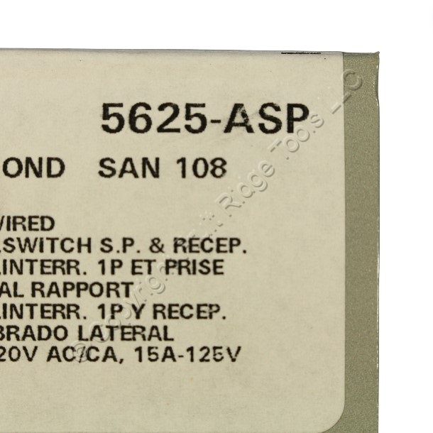 Leviton 5625-A Almond Decora Single Pole Rocker Switch & 15A Receptacle Outlet