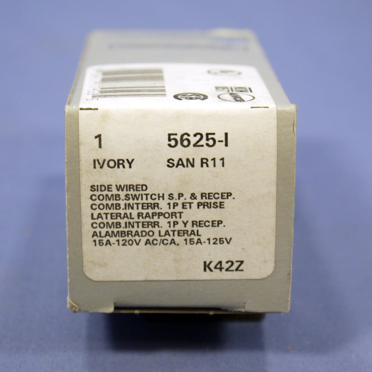 Leviton 5625-I Ivory Commercial Combination Decora 15A Rocker Switch Receptacle