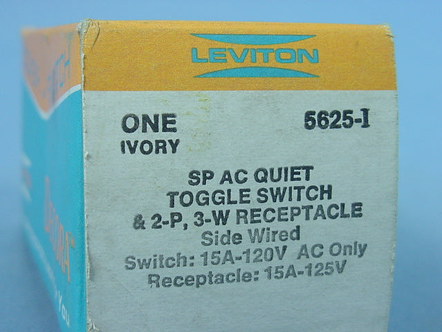 Leviton 5625-I Ivory Decora Single Pole Toggle Switch 5-15R 15A 125V Receptacle