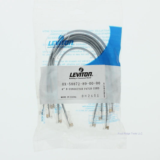 Leviton 58872-89 Gray 8-Position RJ45 Jack Modular 8" Line Cord Patch Cord 6pcs