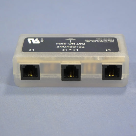 Leviton Clear Ice 3-Position Phone FAX Modem Surge Protector Module 5954-CT4