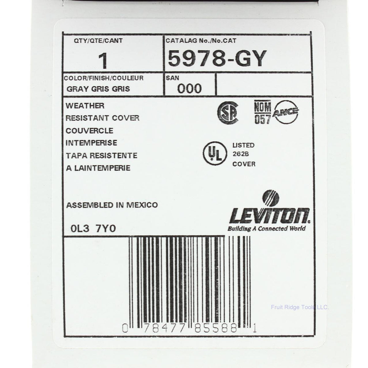 Leviton Gray Raintight-While-In-Use Outdoor Single Receptacle Cover 5978-GY