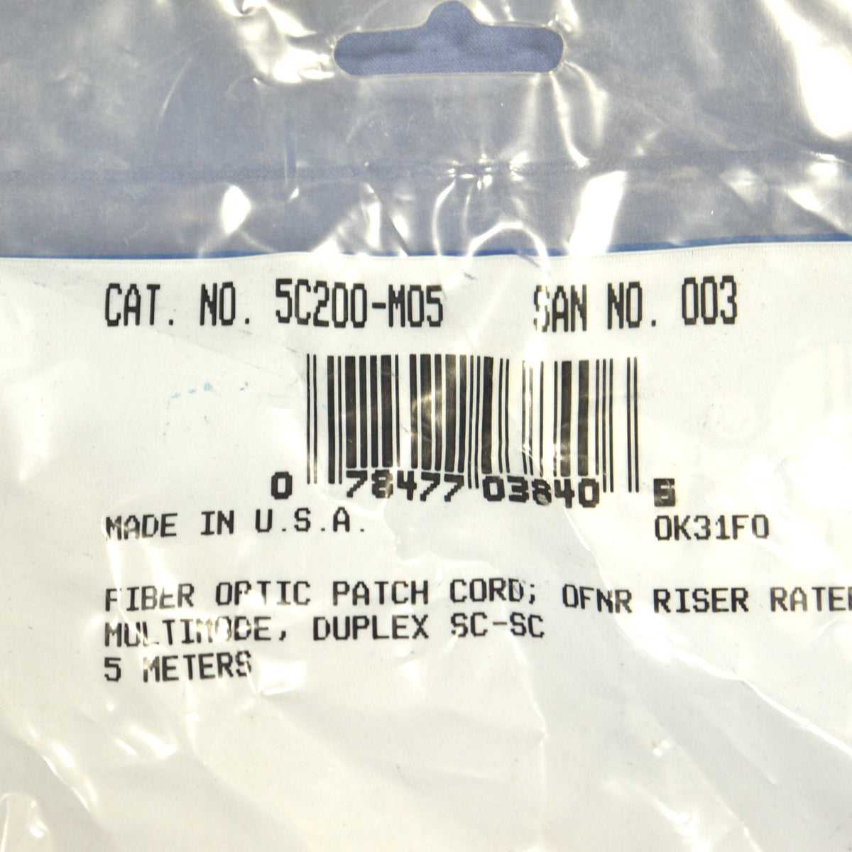 5M Fiber Optic Uplink Multi-Mode Duplex Patch Cord Cable MM SC-SC 50 5C200-M05