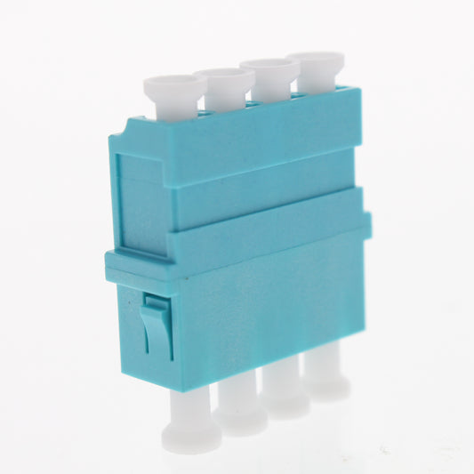 Leviton 5F100-QLA Aqua LC Duplex Quad Port Fiber Optic Connector Adapter Coupler