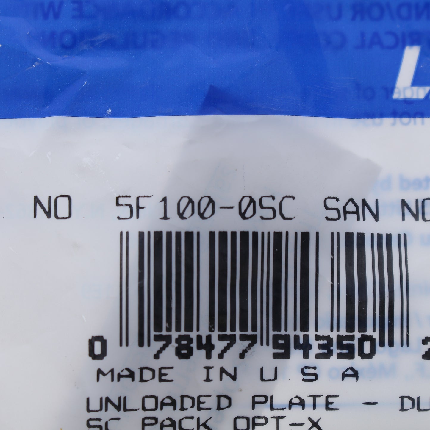 Leviton Black Unloaded Plate Duplex SC Pack Opt-X 5F100-SC