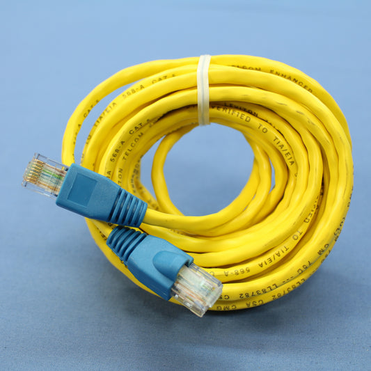 Leviton 5G454-15R Yellow Cat5 15ft Ethernet Cable Data Patch Cord Network 5-Pack