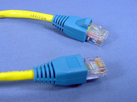 Leviton 5G454-15R Yellow Cat5 15ft Ethernet Cable Patch Cord Network Red Boot