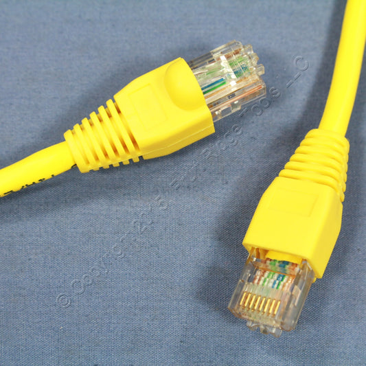 Leviton 5G454-7Y Yellow Cat5 7ft Ethernet Cable Data Patch Cord Network Yellow