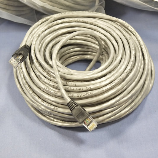 25 Leviton Gray Cat 5e 100 Ft Ethernet LAN Patch Cords Network Cables 5G455-100G