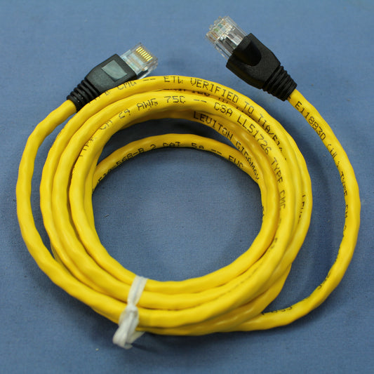Leviton 5G455-7YW Yellow Cat5e 7ft Ethernet Cable Data Patch Cords Network 5pcs