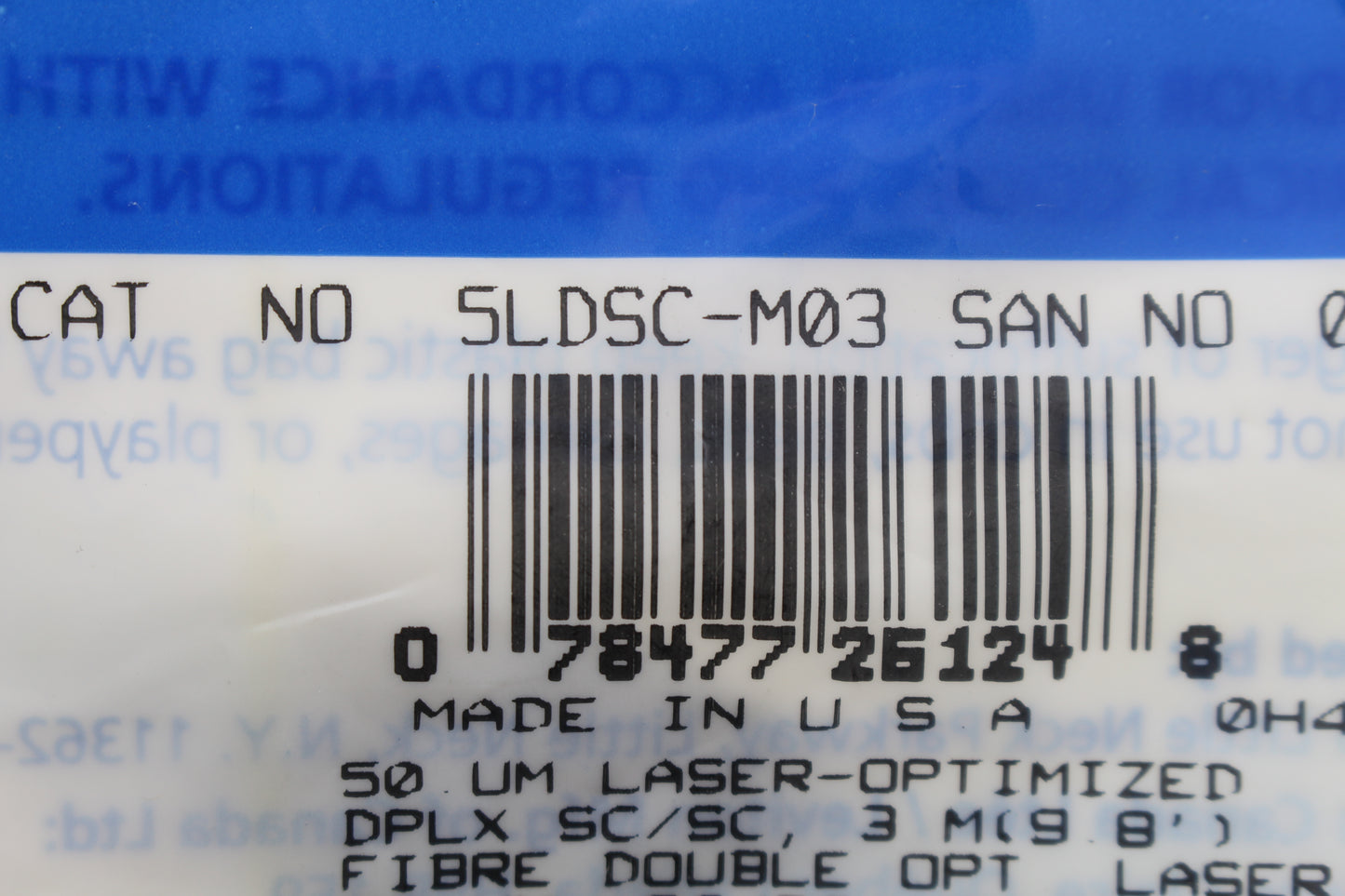 Leviton 5LDSC-M03 Green 3-Meter Fiber Optic Cable 50/125 10G SC-SC Duplex Jumper