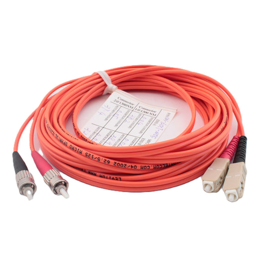 5M Fiber Optic Uplink Multi-Mode Duplex Patch Cable Cord ST SC 62mic 62DCT-M05