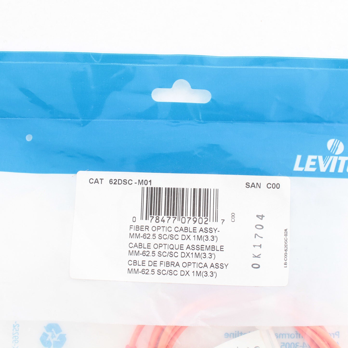 1M Fiber Optic Uplink Multi-Mode Duplex Patch Cable Cord SC 62.5/125 62DSC-M01