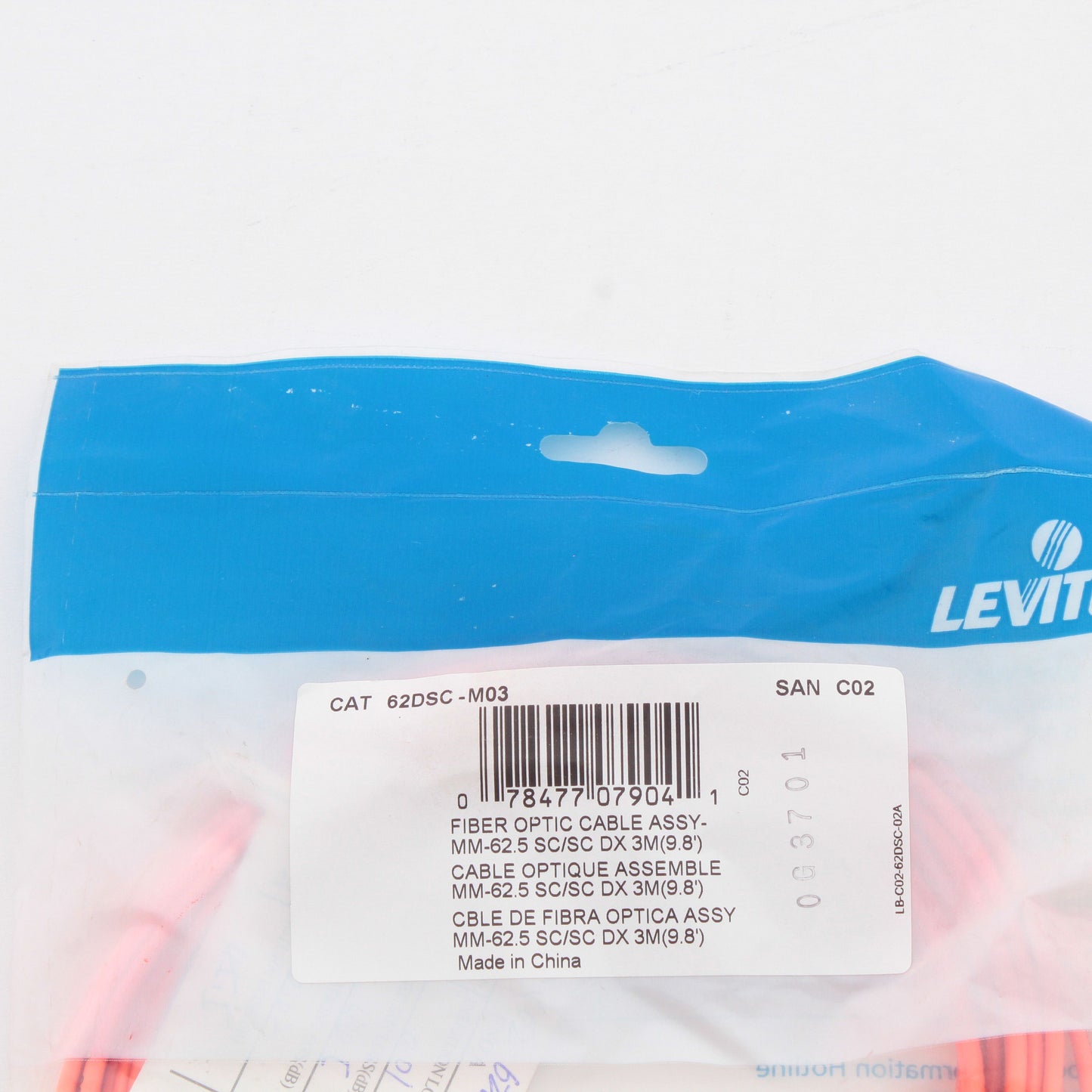3M Fiber Optic Uplink Multi-Mode Duplex Patch Cable Cord SC 62.5/125 62DSC-M03