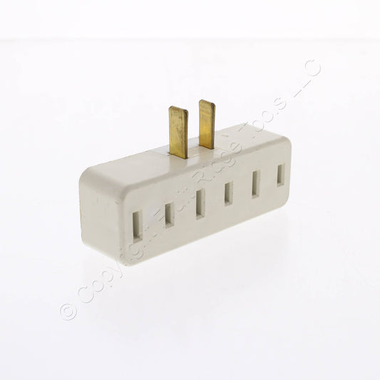 Leviton Faded White Adapter Plug-In Triple Tap Outlet Nema 1-15R 15A 125V 65-W
