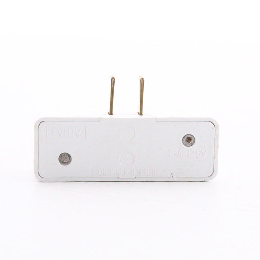White Adapter Plug-In Triple Tap Outlet NEMA 1-15R 15A 125V 65-W Square Edges