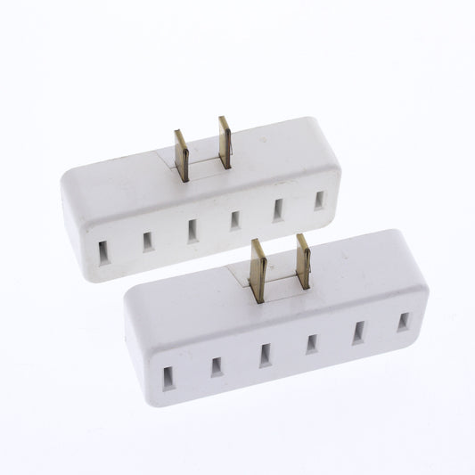 Leviton 65-W White 15A Adapter Plug-In Triple Tap Outlets Bulk 1-15R 125V 2pcs