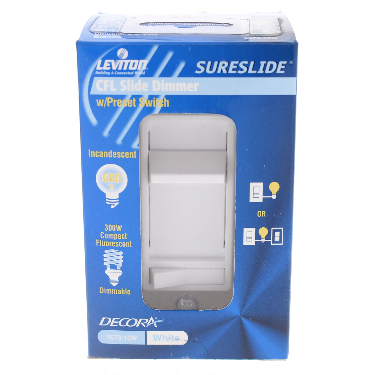Leviton White CFL Dimmer 300W Incandescent Dimmer 600W 1P 3W