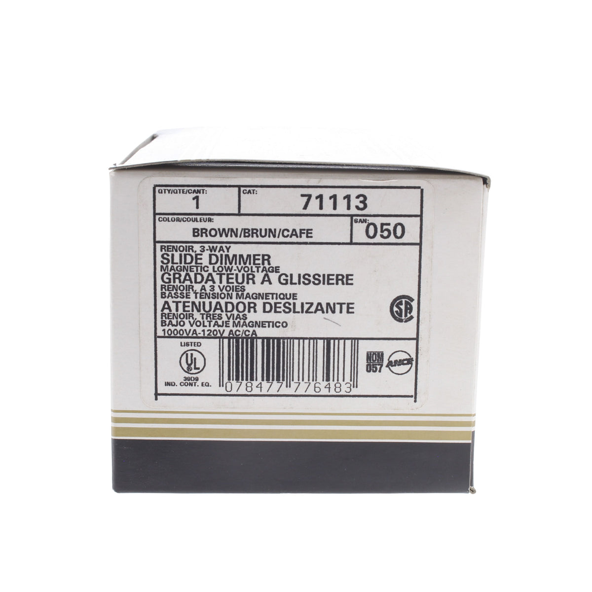 Leviton 71113 Brown Renoir 3-Way Dimmer Switch Mag Low Volt 1000W Incandescent