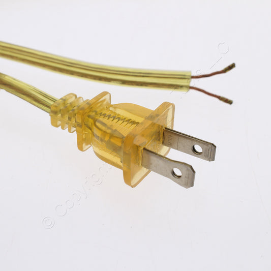 Leviton 7152-012-GT Gold 12 Feet Lamp Cord w/Plug 18AWG 18/2 SPT-2 105c P/S Cord