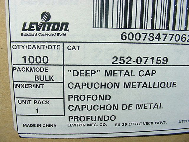 1000 Leviton Metal Shell Lampholder Light Socket Deep Caps 1/4 IPS Bushing 7159