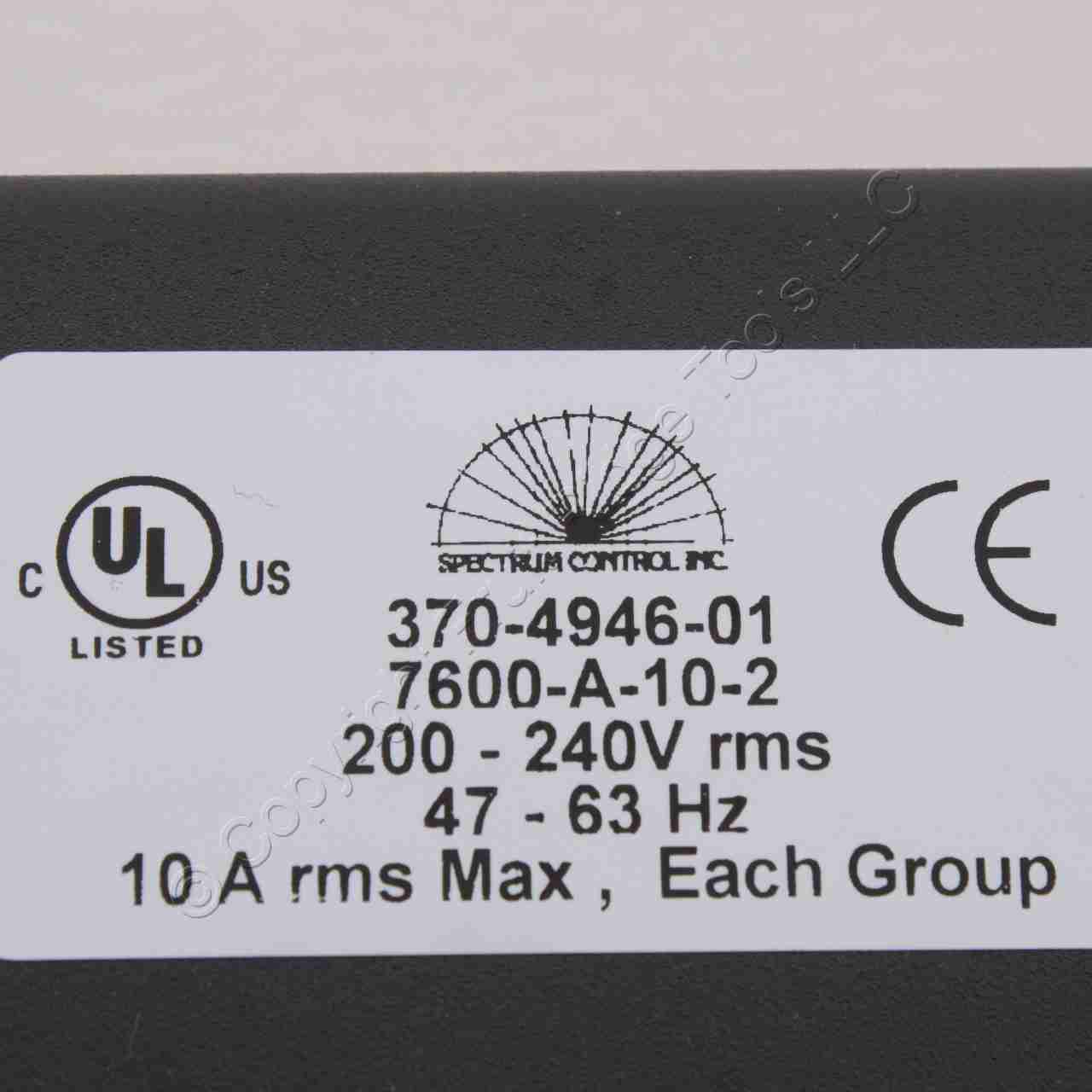 Leviton 7600-A-10-2 Plug Power Strip Grouped Outlets 200-240V 10A rms Max/Group