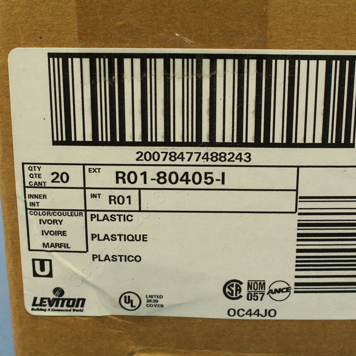Leviton 80405-I Ivory 2-Gang Toggle Decora Plastic Standard Wallplate Cover 20pc