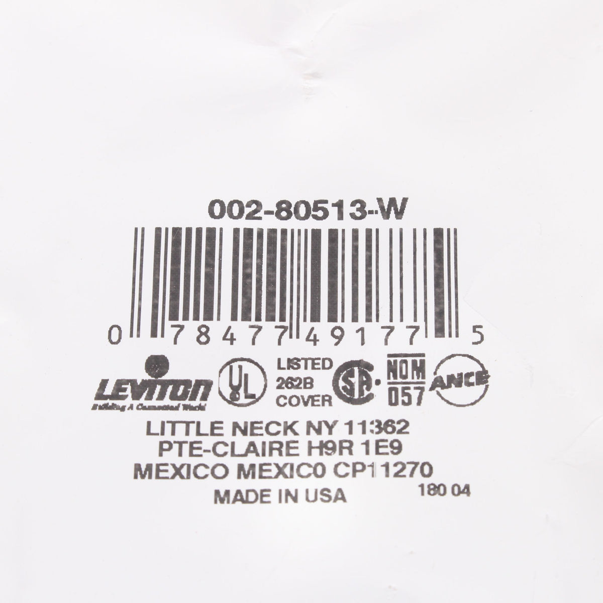 Leviton 80513-W White 1-Gang Phone .312" Hole Plastic Midway Wallplate Box Mount