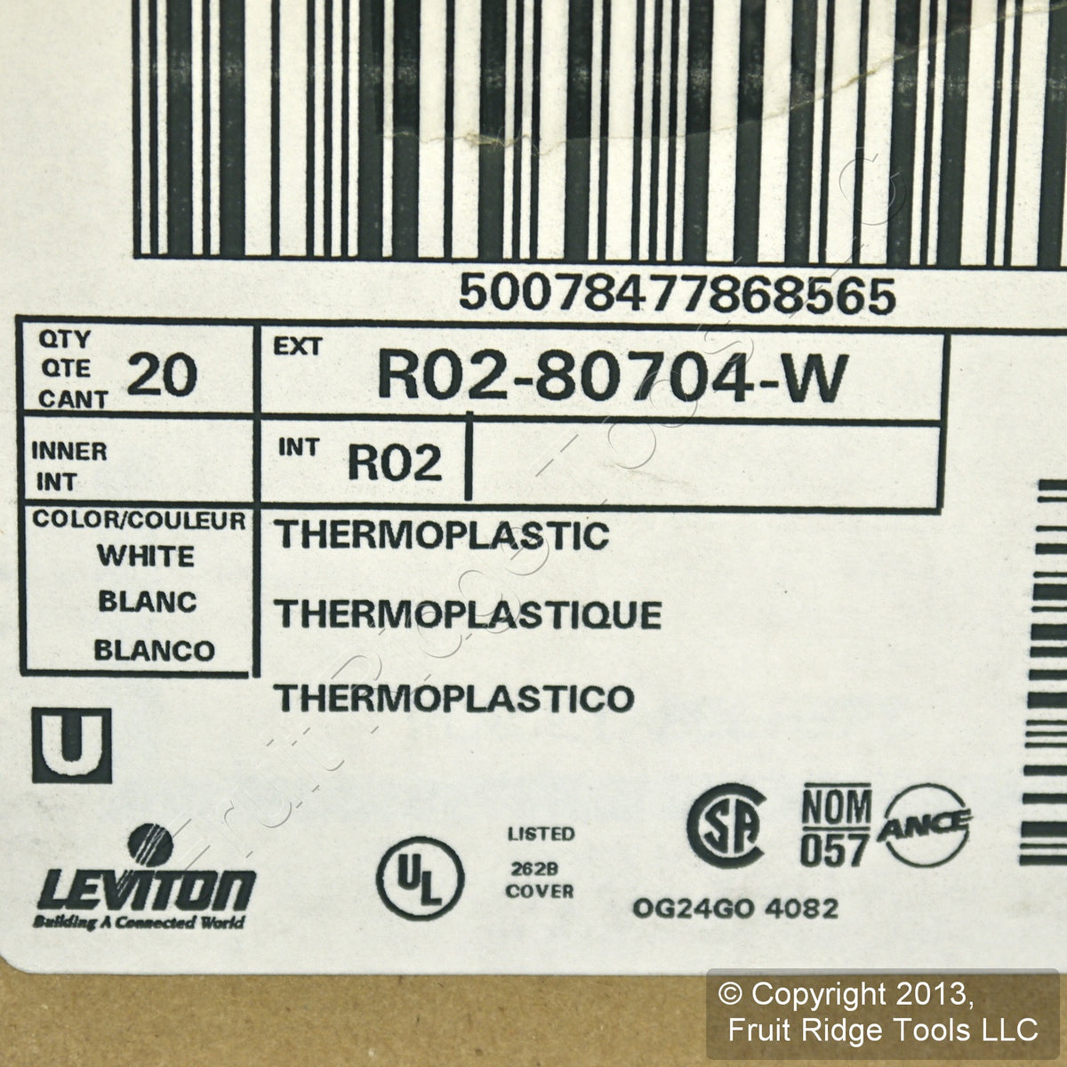 Leviton 80704-W White 1-Gang 1.406in. Outlet Unbreakable Wallplate Cover 20pcs