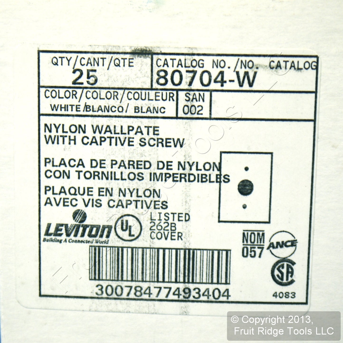 Leviton 80704-W White 1-Gang 1.406in. Outlet Unbreakable Wallplate Cover 25pcs
