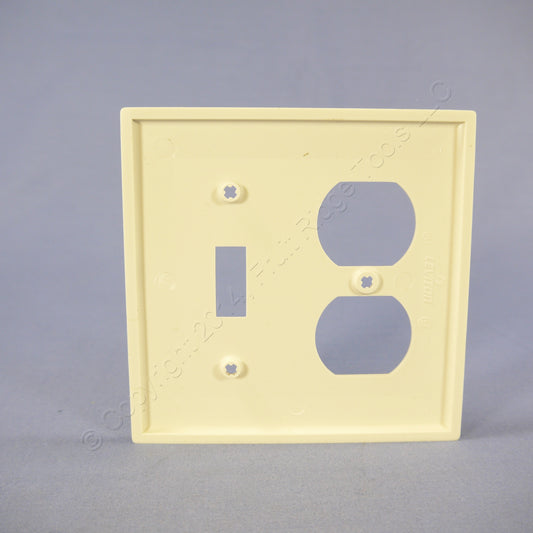 Leviton 80705-T Light Almond 2-Gang Toggle Duplex Unbreakable Wallplate Cover