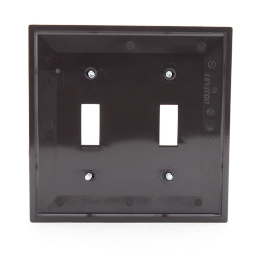 Leviton 80709 Brown 2-Gang Toggle Unbreakable Nylon Standard Wallplate Cover 2pc