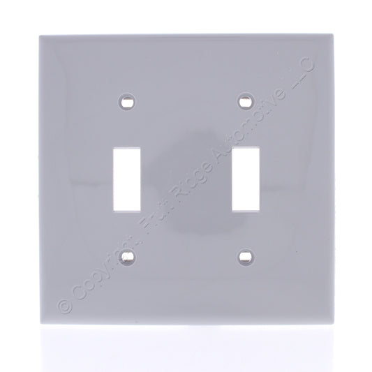 Leviton 80709-GY Gray 2-Gang Toggle Unbreakable Nylon Standard Wallplate Cover