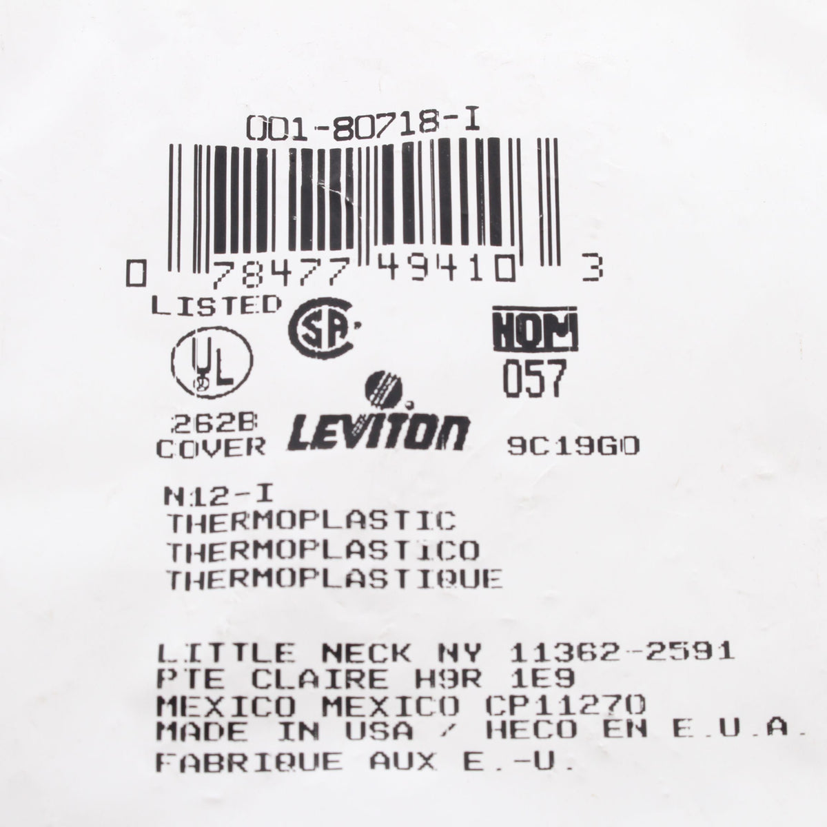 Leviton 80718-I Ivory 1-Gang Unbreakable Phone Cable Nylon Wallplate Cover Strap