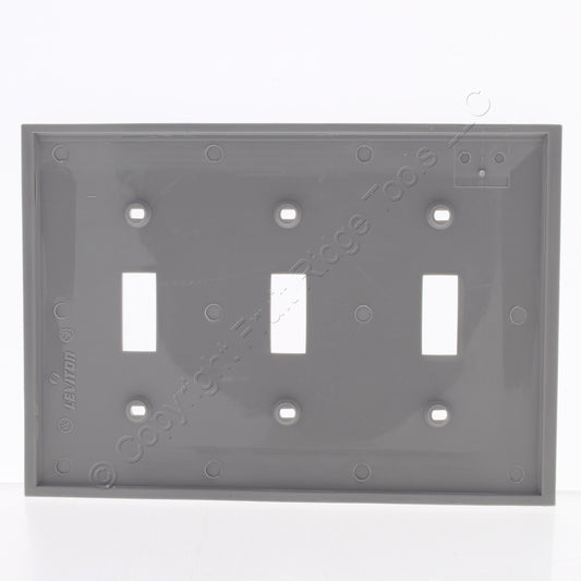 Leviton 80711-GY Gray 3-Gang Toggle Unbreakable Nylon Standard Wallplate Cover