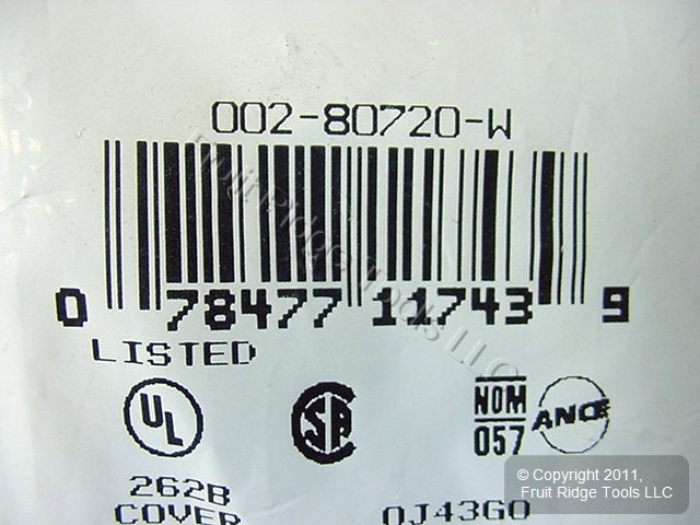 Leviton 80720-W White 1-Gang 1.6" Dia Outlet Unbreakable Nylon Wallplate Cover