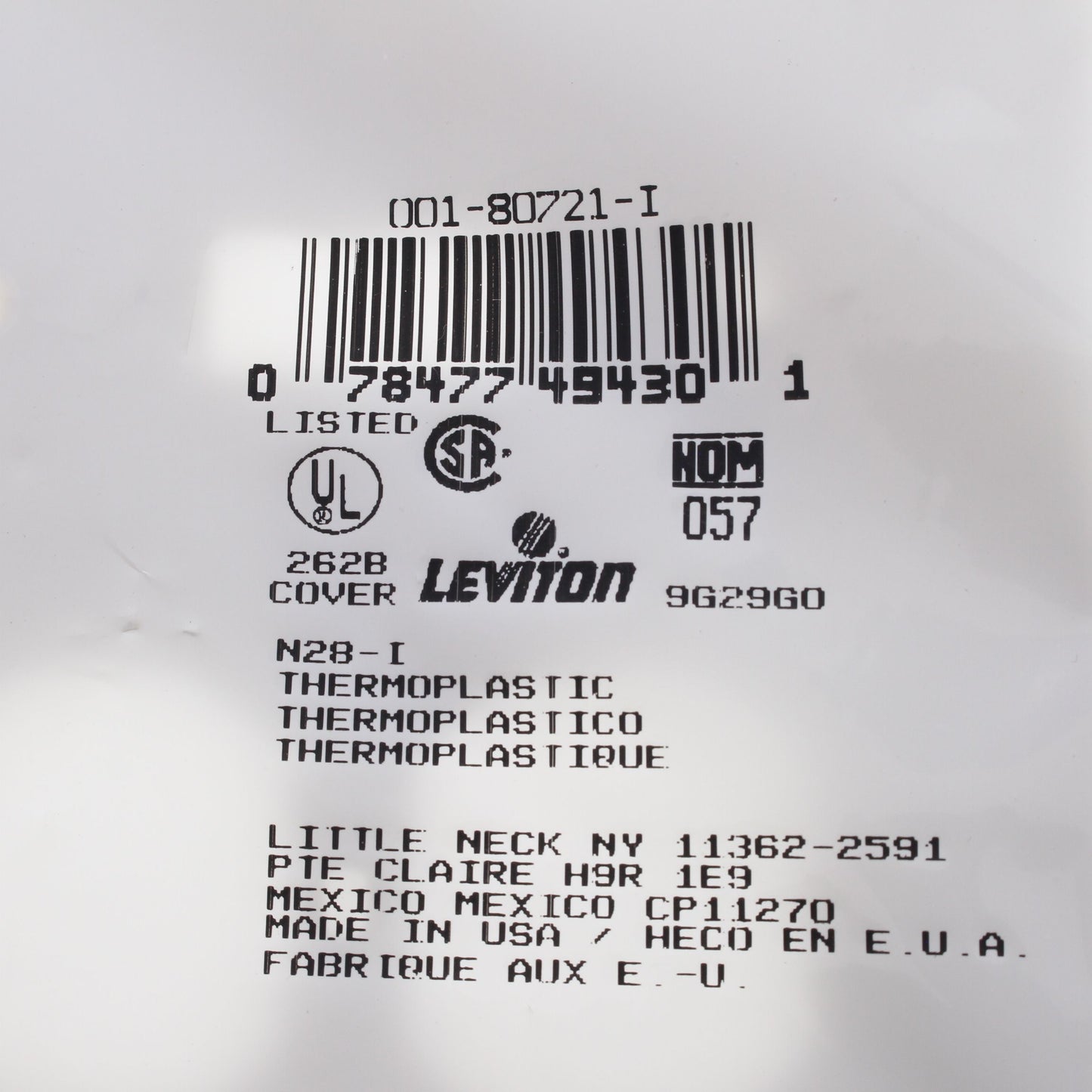 Leviton 80721-I Ivory 3-Gang Toggle Duplex Outlet Unbreakable Nylon Wallplate