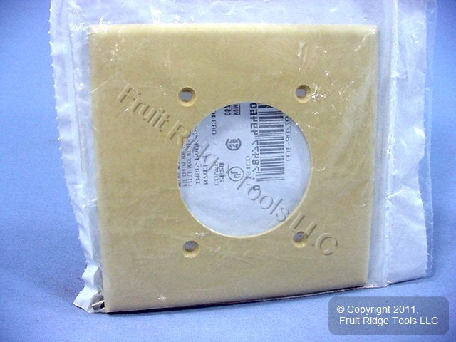 Leviton 80726-I Ivory 2-Gang Power Outlet 2.15" Hole Unbreakable Wallplate Cover